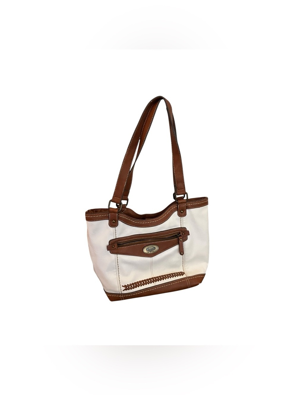 b.o.c Born Concept Whipstitch Shoulder Bag Front Zip Pocket Faux Leather